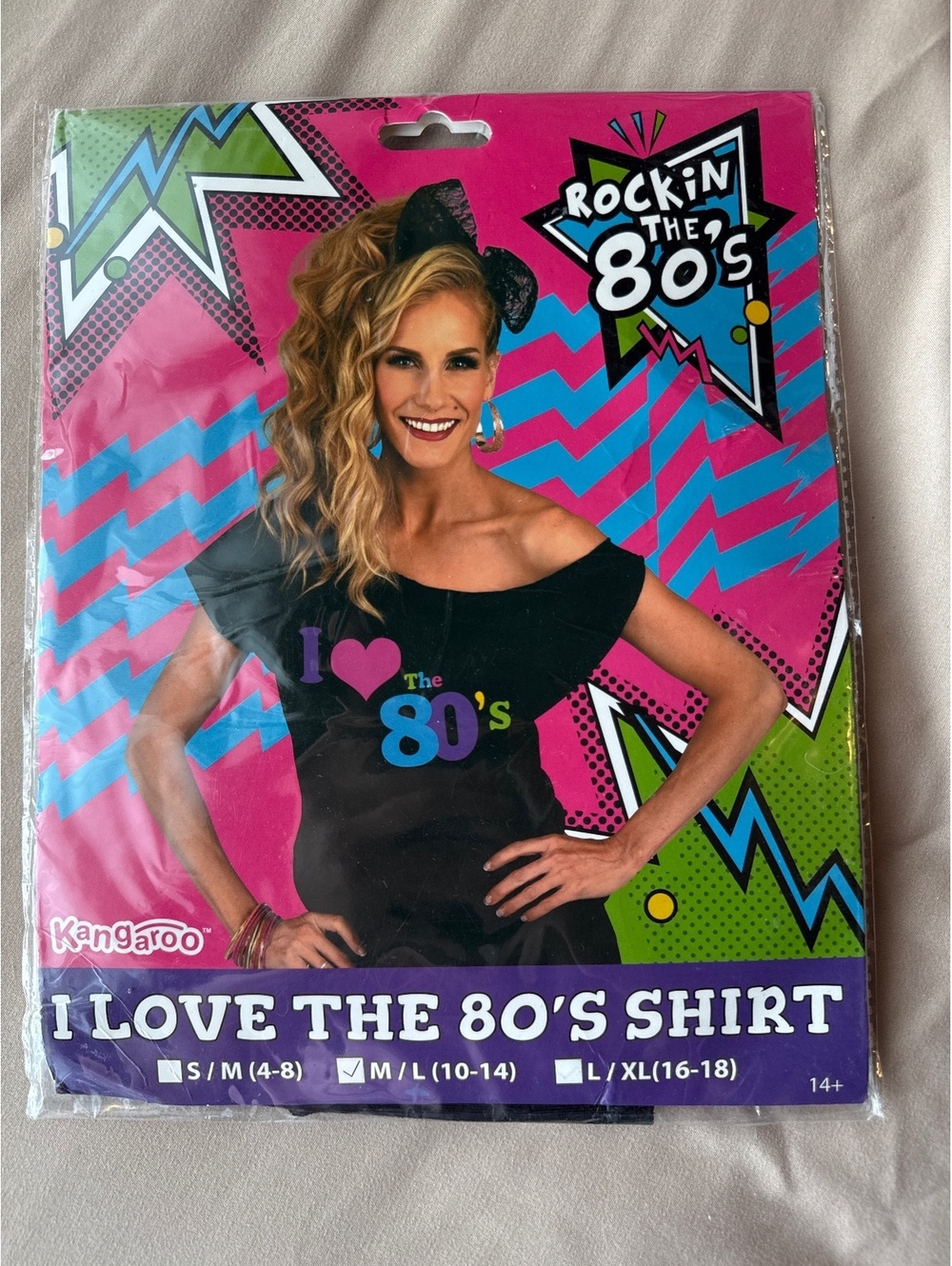 NIP Kangaroo I Love the 80s Shirt Womens M/L Costume Rockin 80s Party